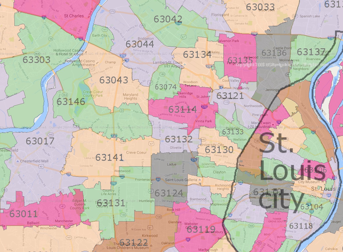 St Louis Zip Code Map